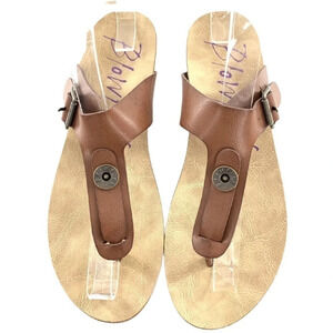 Blowfish sandals 7.5 brown faux leather thong flip flops boho bohemian festival